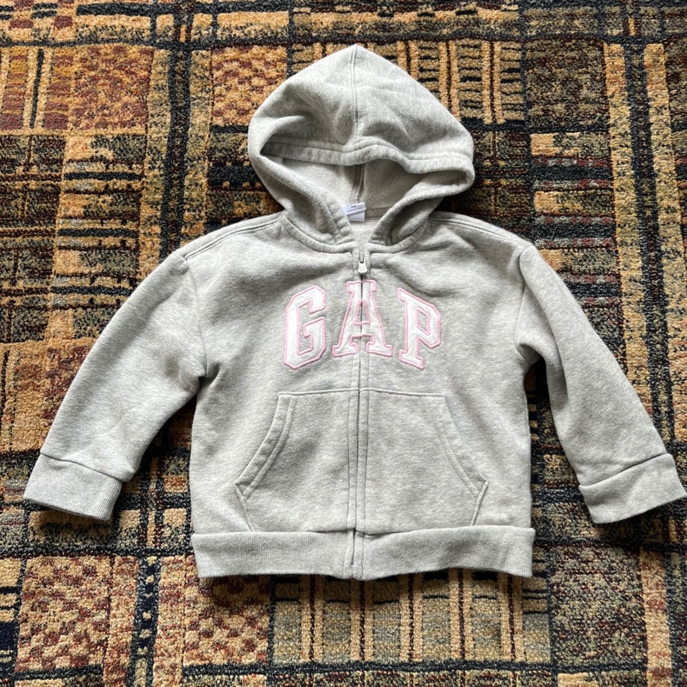 Baby Gap 18-24 Months Zip Up Embroidered Gray Hoodie
